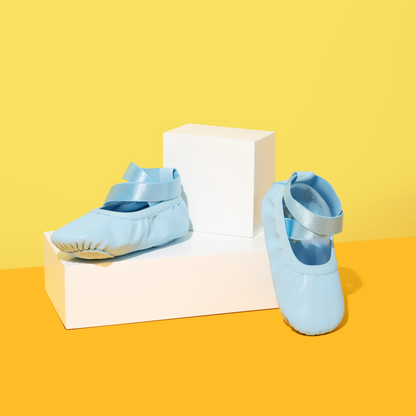 sky colored kids ballet shoes - Slipps