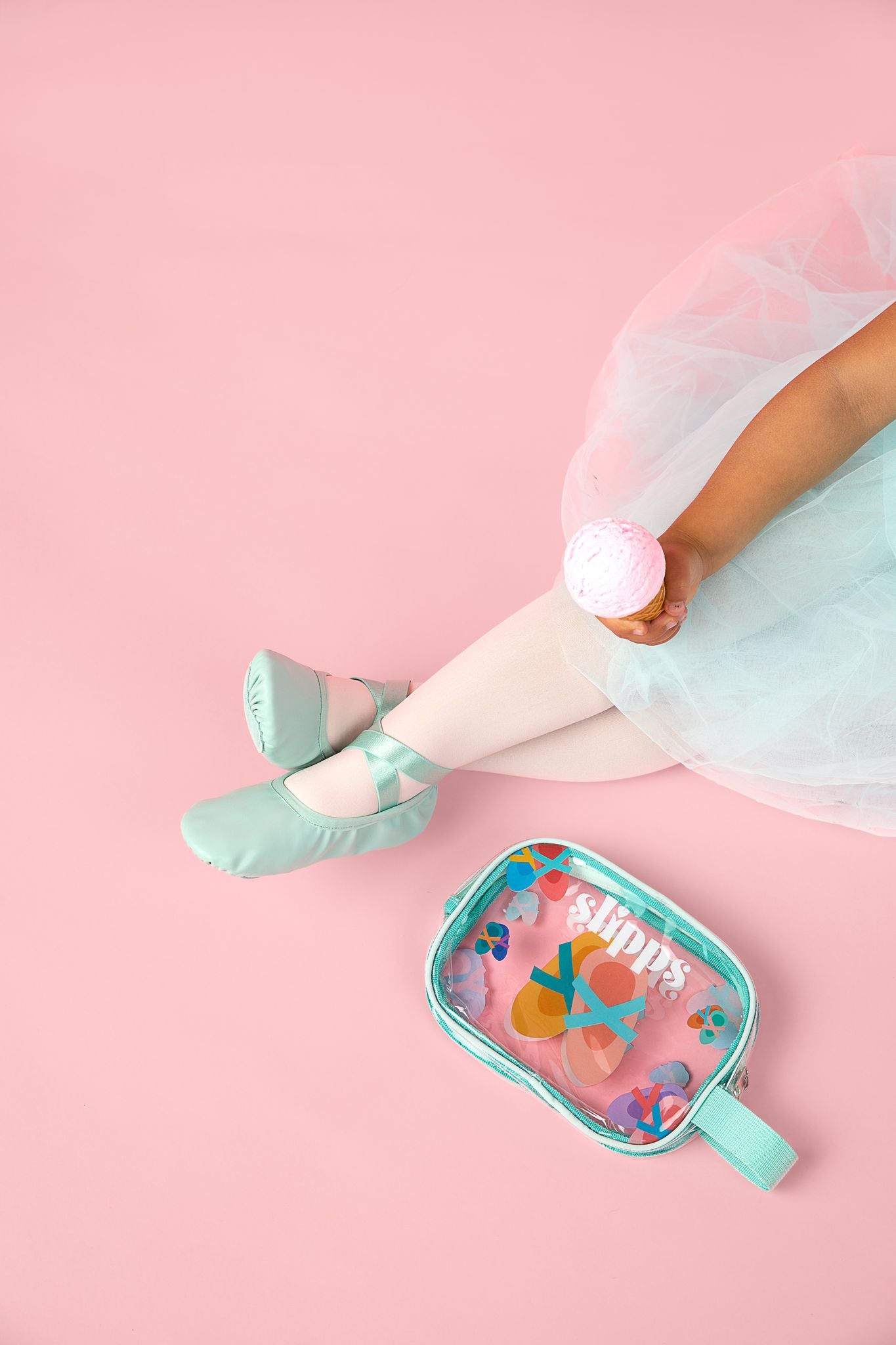 Mint colored kids ballet shoes - Slipps